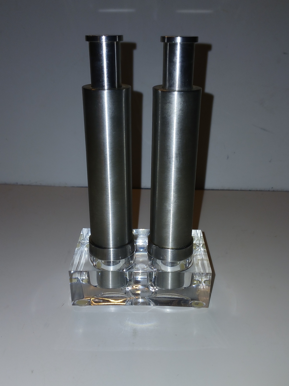 Stainless Steel Salt and Pepper Shakers with Clear Base